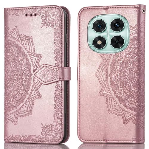 Image of ClickCase Queen Series for Redmi Note 15 Pro 5G Leather Flower Embossing Wallet Flip case Magnetic Closure Flip Cover for Redmi Note 15 Pro 5G (Rose Gold)
