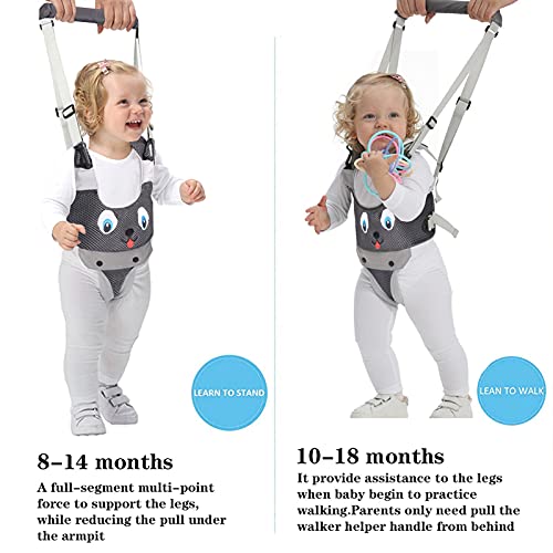 IULONEE Baby Walking Harness Breathable Mesh Handheld Toddler Helper Assistant Child Walker Help Standing Up and Walking Belt Learning Helper Infant Safety Harness for 7-24 Month Baby (Mesh Grey) - Image 2