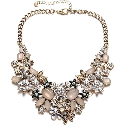 FSMILING Floral Gold Statement Necklace for Women Cover