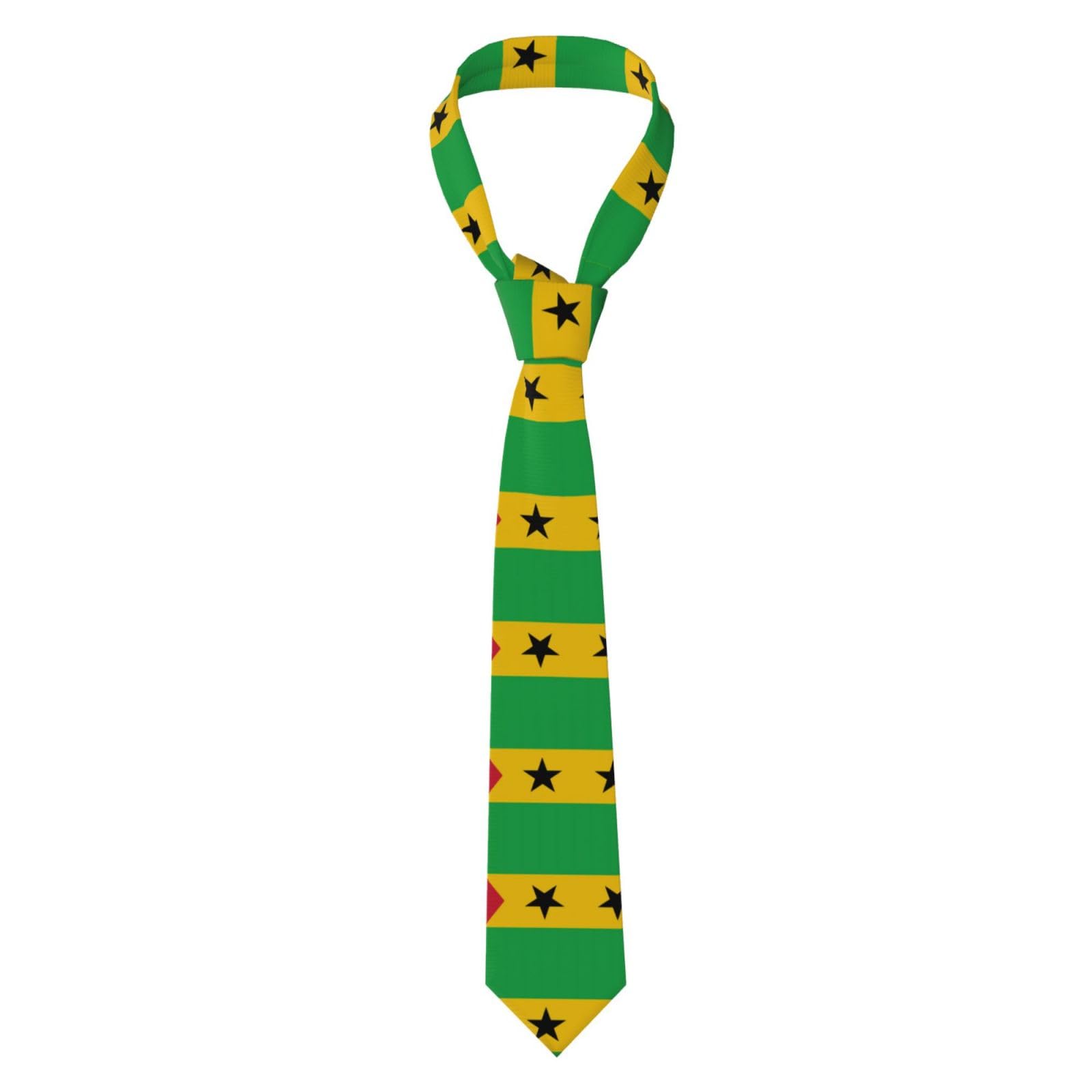 Nianyuer Men's Sao Tome & Principe Flag Necktie With Print Design, Classic Neckwear Business Formal Tie For Office Wedding