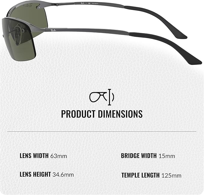 Image of Ray-Ban RB3183 Rectangle Shaped Sunglasses for Men with Official RAYBAN Eyewear Kit