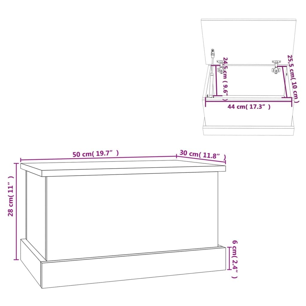 Aufbewahrungsbox Sonoma-Eiche aus Holzwerkstoff 50 x 30 x 28 cm mit Deckel multifunktionale Truhe für Schlafzimmer Wohnzimmer Kinderzimmer Flur als Sitzbank und Organizer