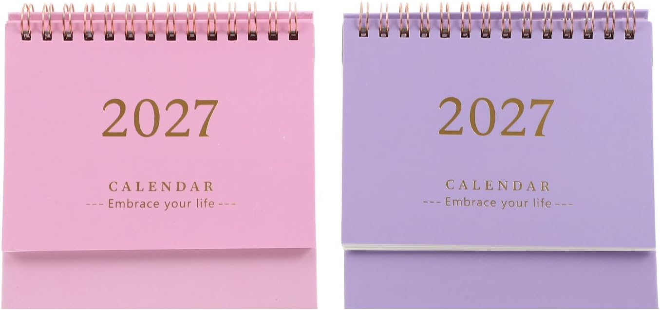 2pcs Minimalist Standing Desk Calendar, Twin Wire Binding