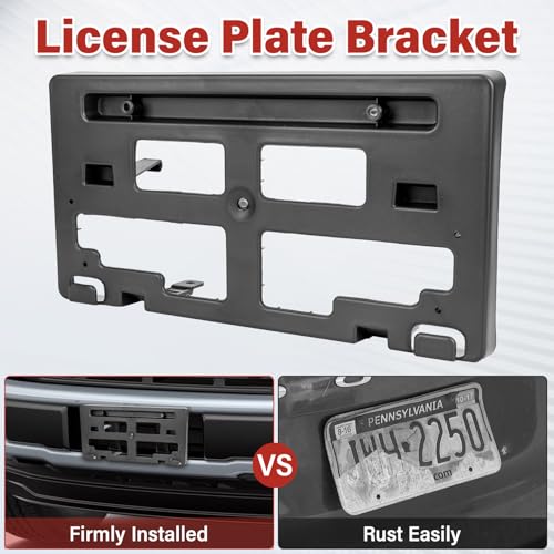 Image of License Plate Bracket Accessories for Ford Ranger 2019 2020 2021 2022 2023, Front Bumper License Plate Holder Replacement Frame Black Mount
