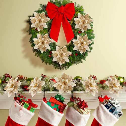 Poinsettia Christmas Flowers Decoration -12Pcs - image 2
