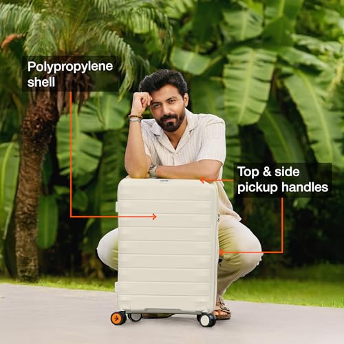 Image of Nasher Miles Vienna Hard-Sided Spinner Polypropylene Luggage Set of 2 White Cream Trolley Bags (55 & 65 cm)