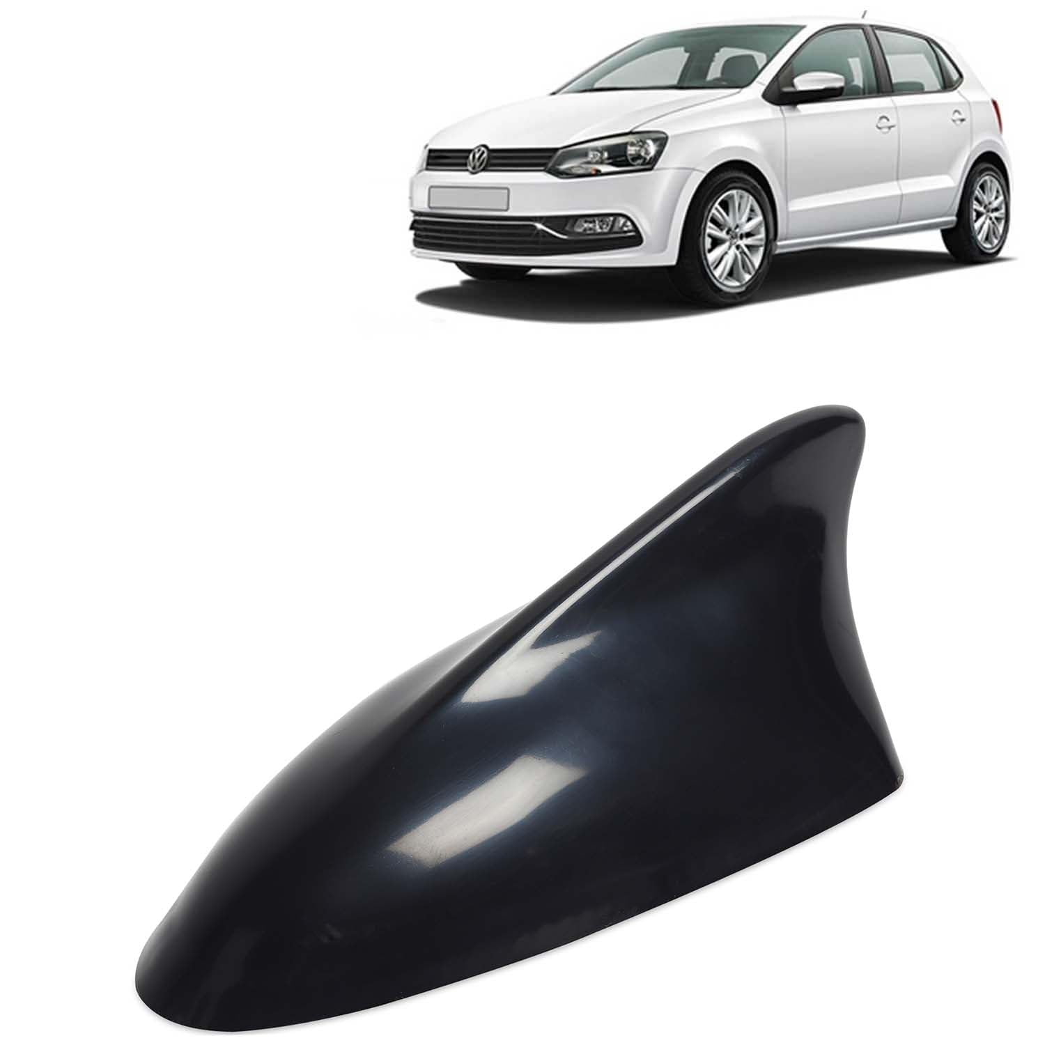 KINGSWAY Accessories Shark Fin Car Antenna Universal Size and Compatible with Volkswagen Polo Year 2009 to 2022, Car Radio FM AM, DIY Easy Replacement Original Car Antenna, 1 Piece, Black Color