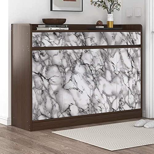 Image of Yancorp White and Black Contact Paper Removable Countertops Black and White Marble Wallpaper Self-Adhesive Peel and Stick Backsplash Vinyl Kitchen(White Black, 11.8 inchx120 inch)