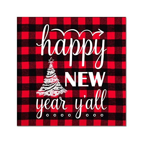 Plaque murale en bois Happy New Year décoration rétro de salon 30cm