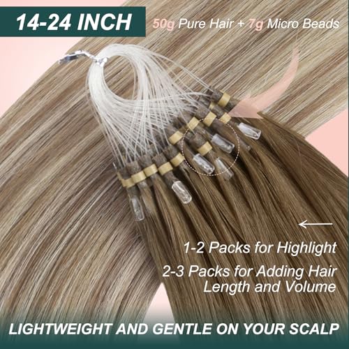 Image of Easyouth 24 Inch Micro Link Hair Extensions Ombre, for Long Straight Hair