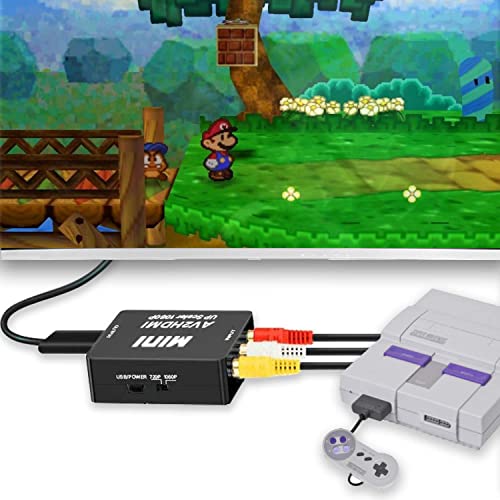 Image of Av to Hdmi Converter, RCA to Hdmi, 1080P Mini RCA Composite Cvbs Video Audio Converter Adapter Support Pal /Ntsc for Tv /Pc / Ps3 / Stb /Xbox VHS /VCR /Blue-Ray DVD Players (AV to HDMI Black)