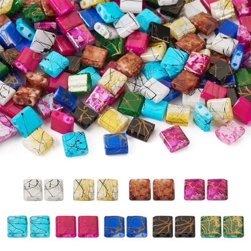 Pandahall 180Pcs 2 Hole Glass Tila Square Seed Beads 5mm Rectangle Mini Spacer Flat Beads for Bracelet Necklace Jewelry Making
