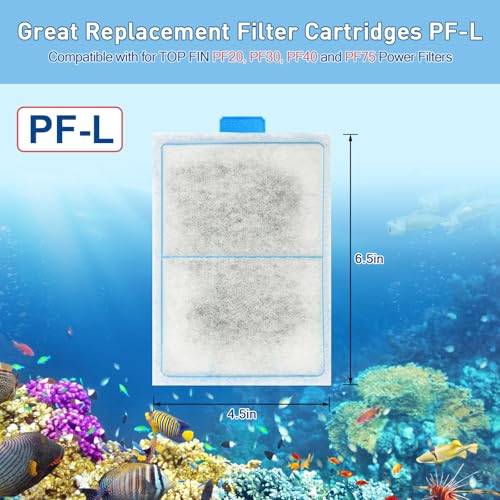 Image of 8 Pack Filter Cartridges for Top Fin PF-L Silenstream PF20, PF30, PF40 and PF75 Power Filters,Fish Tank Filters Accessories,Replacement Aquarium Filter Cartridge with Zeolite, Black