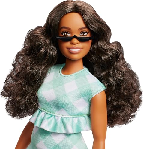 Muñeca Barbie Fashionistas cabello castaño ondulado miniatura 3