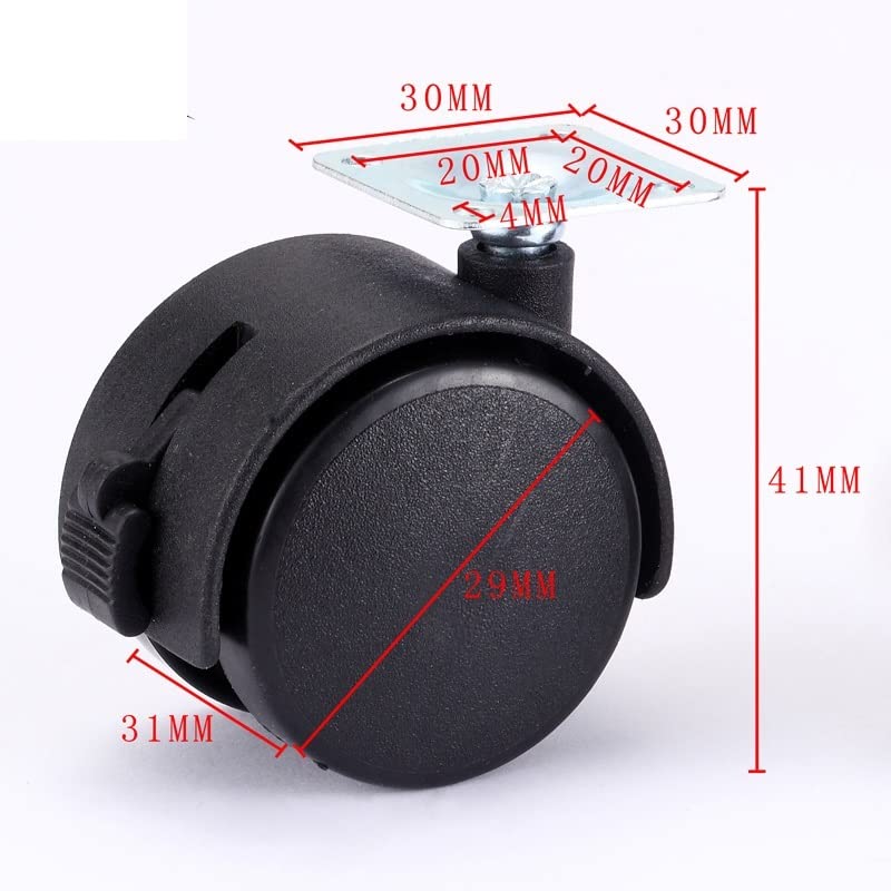 40 i 48 mm kółka obrotowe z hamulcami - kółka zamienne do mebli - Wytrzymałe - Zestaw 4 - płynne łożysko - Łatwy montaż - Trwała guma - Idealne do domu e