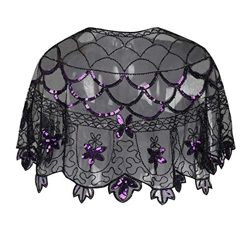 PrettyGuide Women's 1920s Shawl Beaded Evening Wraps Flapper Bolero4