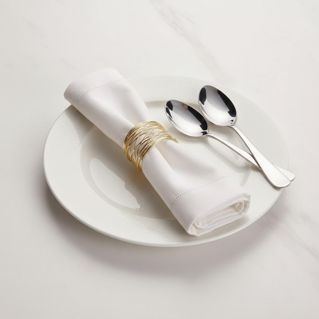 Set of 12 Napkin Rings, Metal Gold Round Napkin Rings Buckles for Table Decorations, Wedding, Dinner, Party, Set of 12