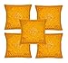 Kissenbezug, indisch, ethnisch, handgefertigt, mit Stickerei und Spiegelarbeiten, 43 x 43 cm, Gelb, 5 Stück