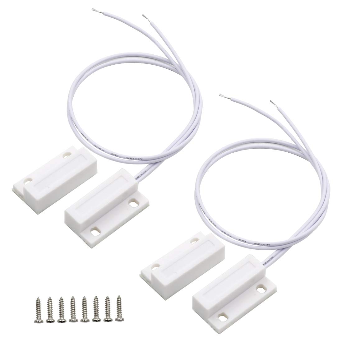 Hxchen MC-38 Door Window Contact Sensor Alarm Magnetic Reed Switch with Screws White - (2 Sets)