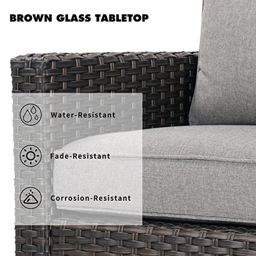 Grand Patio Outdoor Furniture, Patio Wicker Sectional Sofa Modular Furniture Set Single Sofa With Thick Cushions And Steel Frame For Deck Porch Poolside Garden (Single Sofa) #TOP5