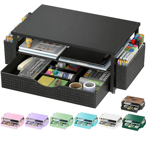 Spacrea Desk Organizer and Accessories, Computer Monitor Stand Riser with Drawer and 2 Pen Holders...