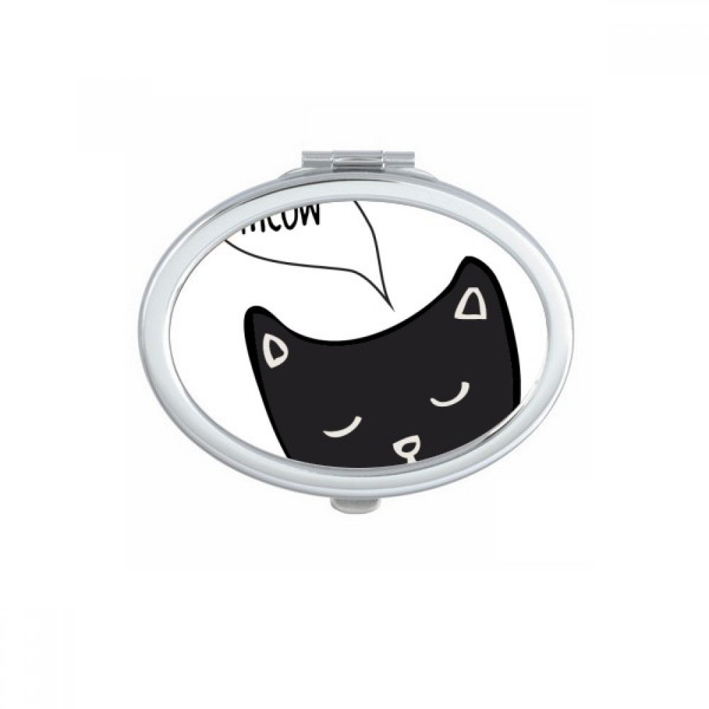 Miroir de maquillage compact chat noir dessin au trait mignon