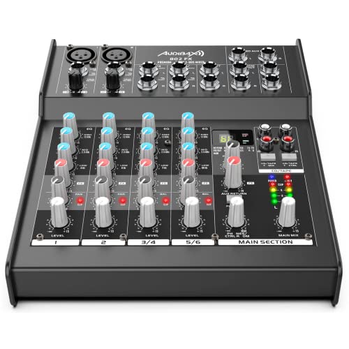 Mesa de mezclas de 6 canales Audibax 802 FX para conectar micrófonos e instrumentos 2