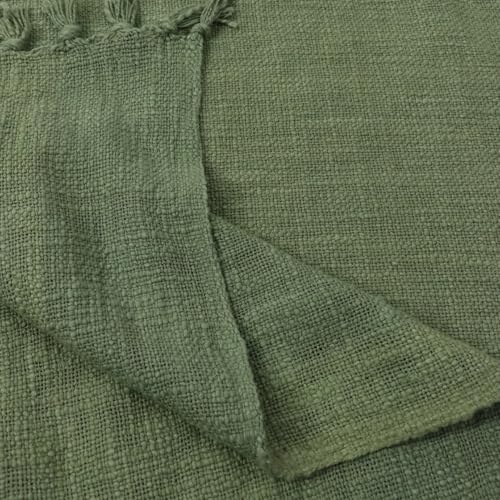 Image of 100% Cotton Sofa Throw Blanket - Soft & Cozy 50X60 Inches, Lightweight & Stylish, Living Room, Bedroom - Elegant Home Decor (Green)