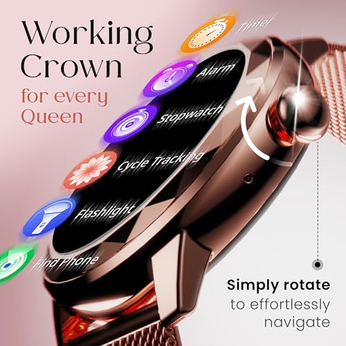 Image of GOBOULT Alora Smart Watch 1.19'' AMOLED Display, BT Calling, Rotating Bezel, 150+Watchfaces, 800 Nits Brightness, AI Voice Assistant, SpO2 Monitoring, 120+ Sports Mode (Rose Gold)