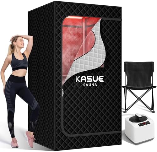KASUE Portable Infrared Sauna, Steam Sauna with XL Steamer, 5-Lay...