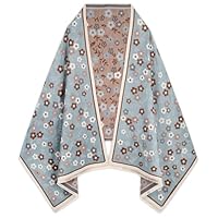 EXTREE Scarfs for Women Pashmina Silky Shawl Wrap for Evening Dressing Blanket Open Front Poncho Cape, Ahq-blue-flowers, Default