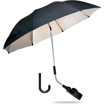 Universal Sonnenschirm Sonnenschutz f r Kinderwagen & Buggy - UV Schutz 50+ / 72 cm Durchmesser mit Einem Regenschirmgriff f r Rund- und Ovalrohre - Schwarz