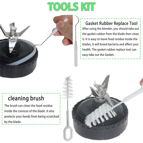 Lame Mixeur 7 Ailettes Compatible Ninja BL682-30 BL642-30 BL450-30 – Pièce Rechange Avec Joint Caoutchouc – Pour Tasses 532ml à 946ml