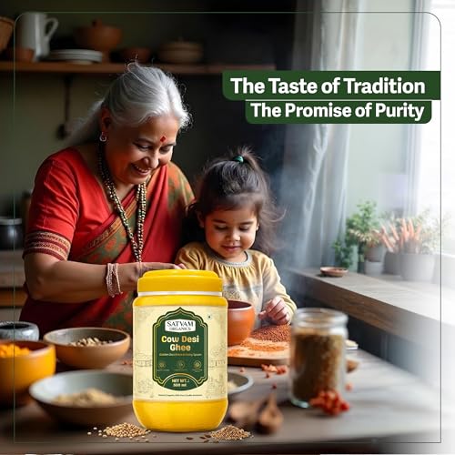 Image of Satvam Organics Cow Ghee | Pure Desi Ghee | Danedaar Organic Ghee | Rich Aroma & Taste | Pure & Authentic | Premium Quality Guaranteed (100ml (pack of 2))