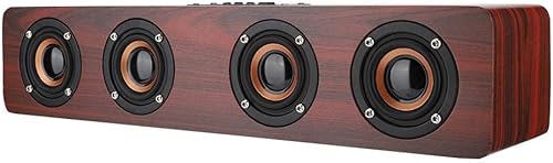 Altavoz Bluetooth de madera, sonido de altavoz de computadora de TV de 12 W con soporte de subwoofer de 4 graves Bluetooth, AUX, tarjeta TF, FM (# 1)