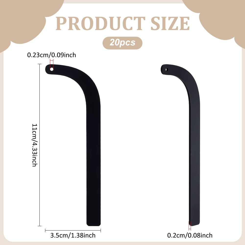 FINGERINSPIRE 20 Pcs Acrylic Earring Try-On Stick Black Try-free Earrings Display Bend-Shape Props Tool Try-on Strip for Earrings and Studs Ear Stud Display Curved Strip for Retail Store Home use - Image 2