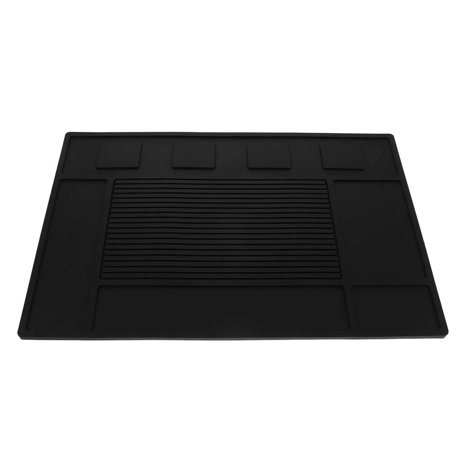 PartyKindom Alfombrilla Magnética para Estación de Peluquería, Alfombrilla de Herramientas Magnética Flexible de PVC Negro, 45x30cm, Ranuras, Antideslizante, para Máquinas de Cortar Pelo