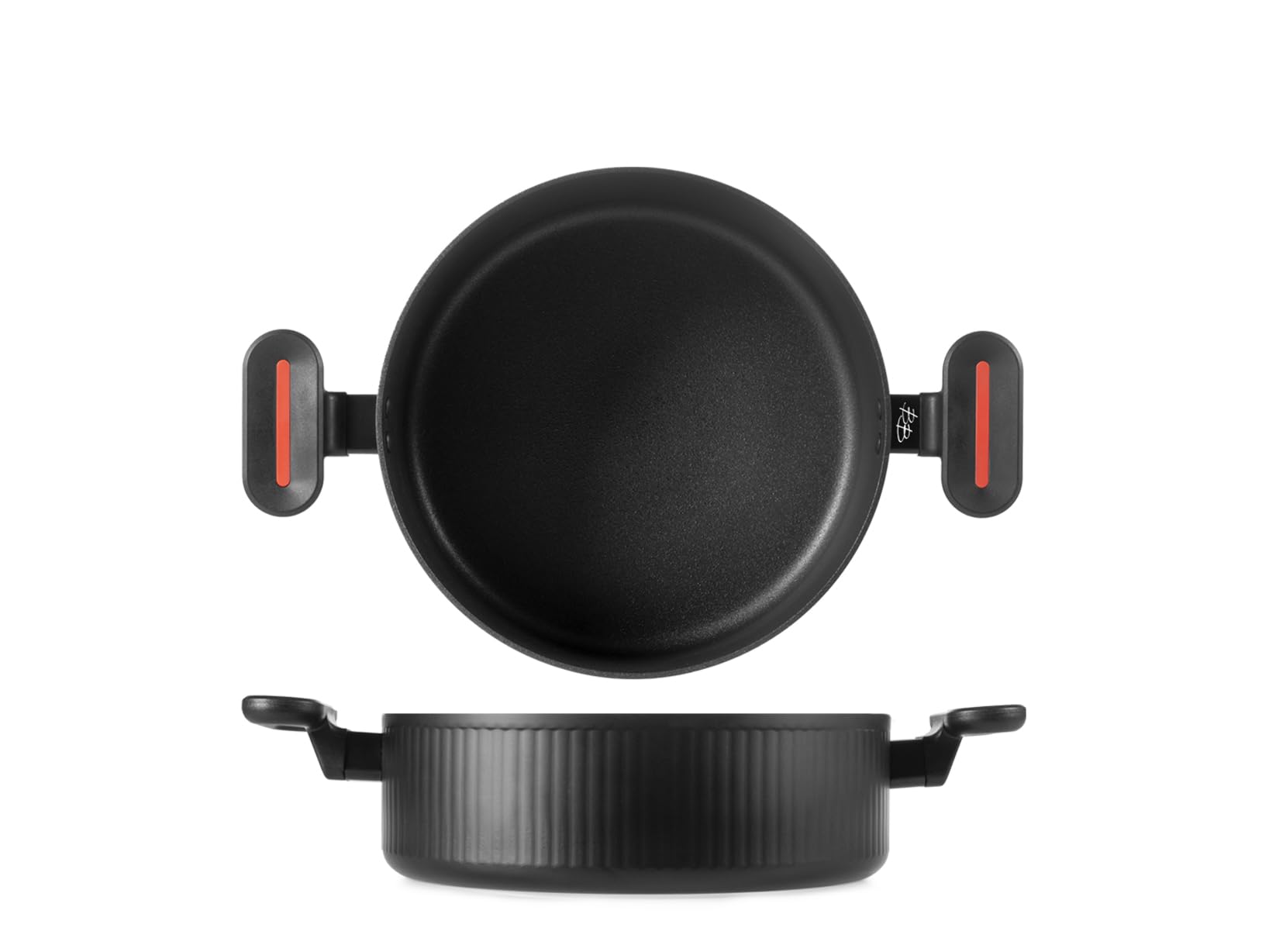H&H by Bruno Barbieri, Tegame Antiaderente Voyage 24 cm – Rivestimento Pfluon, Design Elegante, Adatto per Induzione