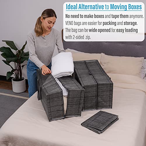 VENO 4 Pack Heavy-Duty Moving Bags Extra Large W/Backpack Straps, Moving House Essentials, Strong Handles & Zips - Image 2