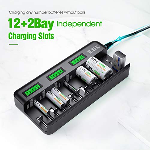 Ebl C9036W 12+2 Bay Lcd Rechargeable Battery Charger thumb #2