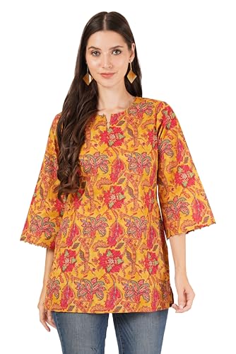 Image of Amazon Brand - Anarva Jaipuri Cotton Printed Short Kurti for Women