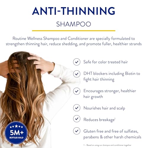 Routine Wellness Anti-Thinning Shampoo for Thinning Hair - Biotin DHT Blocker Women & Men - Color Safe Shampoo for Hair Loss & Healthy Growth - Rose Hips - 14oz - Image 4
