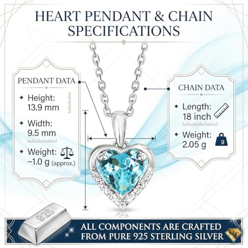 Image of SILVERTOWN 925 Silver Celestial Grace Heart Pendant Necklace | Hallmarked | White Rhodium Plated | Gift For Women and Girls