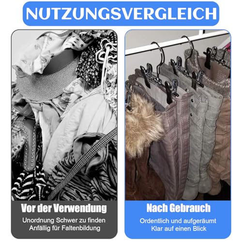 Hosenbügel Klemmbügel, 10 Stück Metall Klammerhaken, 17cm Multifunktionaler Kleiderbügel aus Metall Stiefel Kleiderbügel Clips Rutschfester Kleiderbügel Haken für Hosen Shorts Rock Socken Unterwäsche