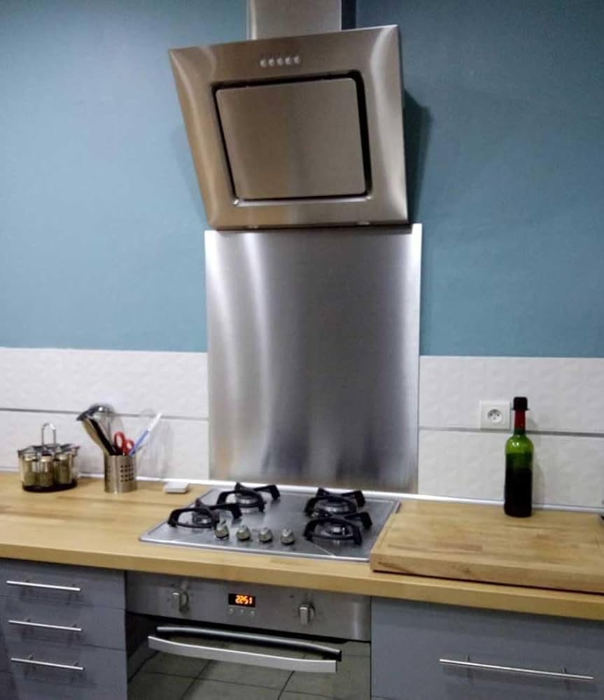 ZOIMANIA - Pannello Paraschizzi in Acciaio Inox AISI 304 Ideale per la Protezione delle Pareti della Cucina - profondità 70 (L100 x P70)