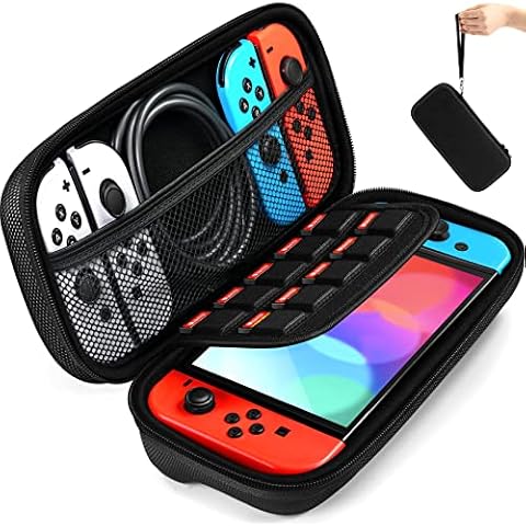 ivoler Carrying Case for Nintendo Switch and NEW Switch OLED Model(2021),Portable Hard Shell Pouch Carrying Travel Game Bag for Switch Accessories Holds 10 Game Cartridge (Black) Cover