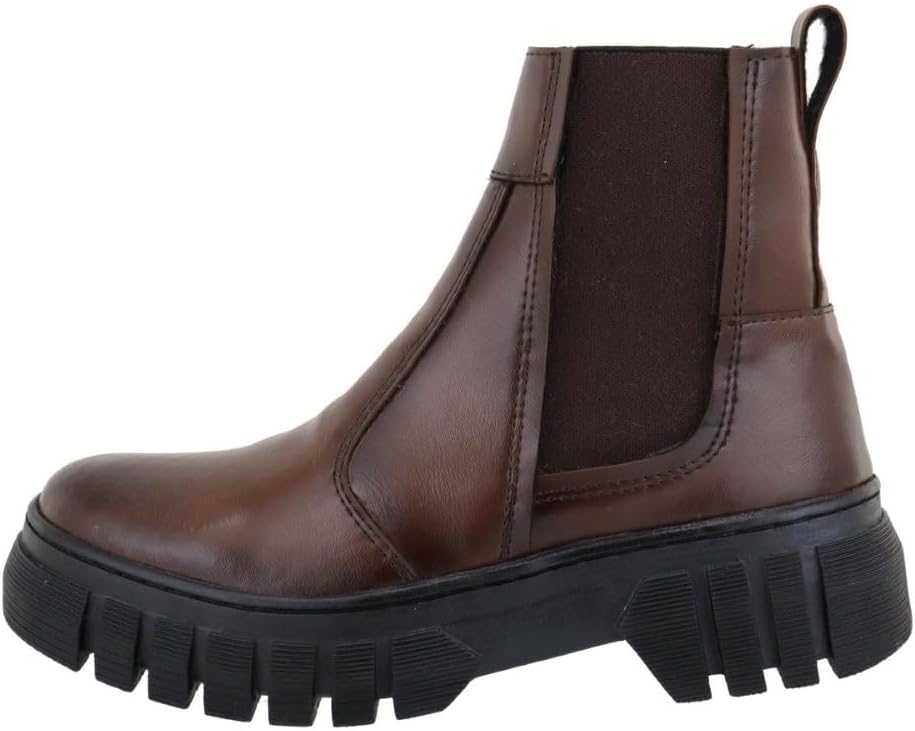 Bota Botina Feminina Calce Facil Ajuste Elastico Puxador Traseiro Solado Tratorado Borracha