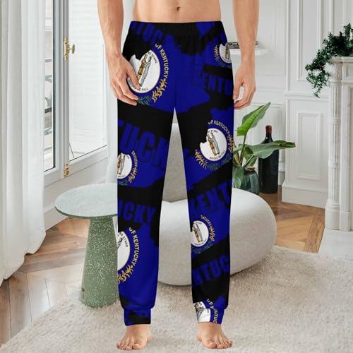 Kentucky Map Flag United States Men's Pajama Bottoms Sleep Lounge Soft Comfy Pants Sleepwear2