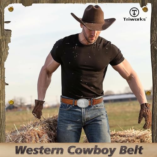 Western Leather Buckle Belt for Men Women Cowboy Cowgirl Mens Leather Belt for Jeans2