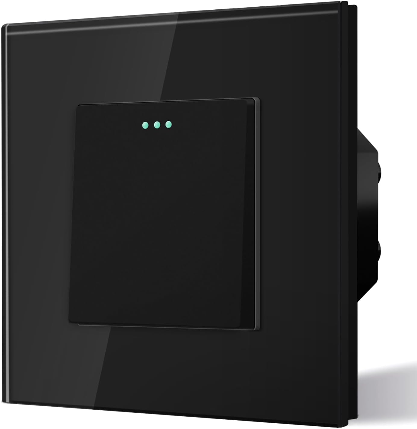BSEED Light Switch with Phosphor Dots,Stylish Crystal Glass Black Wall Rocker Button Switches, 1 Gang 3 Way, 10A 250V